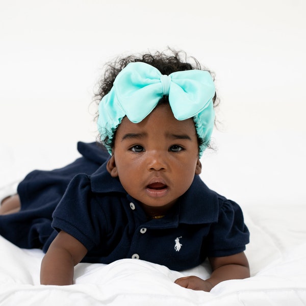 Ruched Bow Baby Satin-Lined Headband| Baby Bow Satin Headband| Satin Lined Baby Headband| Adult Satin-lined Headband