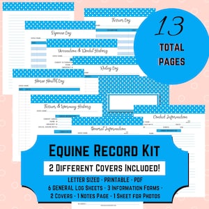 Equine Basic Horse Forms Kit - Blue Polka Dots