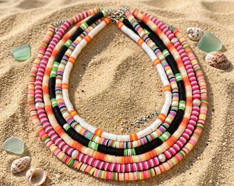 Man’s woman’s beaded choker necklace,surfer necklace,masculine necklace,beach necklace,multicoloured necklace, beach jewelry