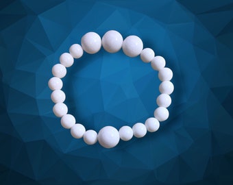 White marble bracelet, gemstone bracelet, beaded bracelet, gift for wife, gift for woman, classy bracelet, birthday present for woman