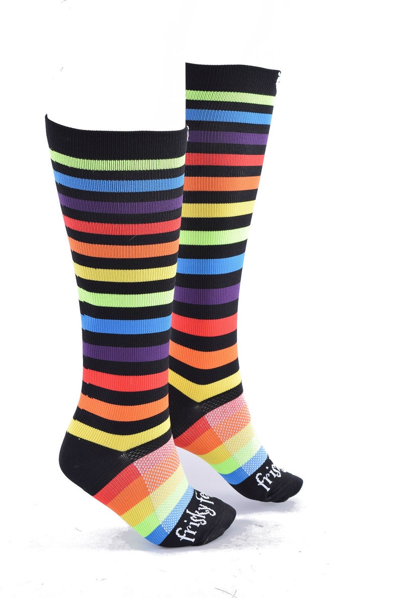 NEW Pair Fun Funky Rainbow Compression Socks by Frisky Feet Etsy
