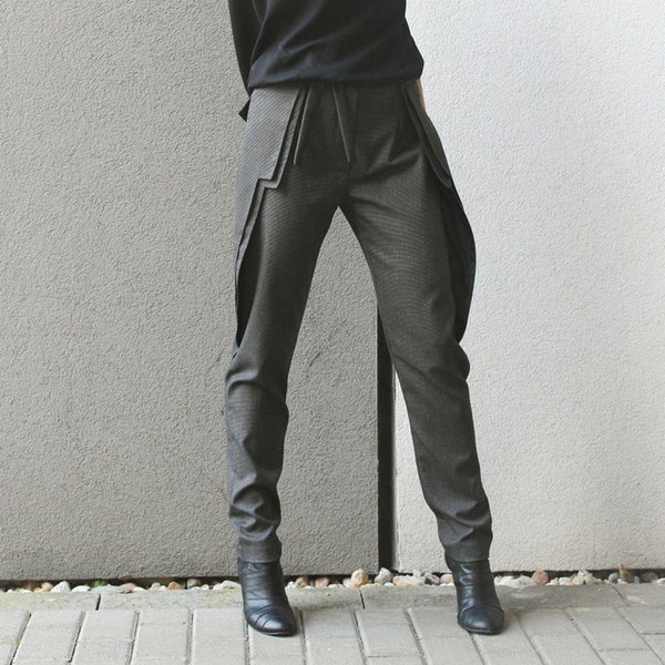 Grey Loose Trousers Woman Minimalist Pants Elegant Tapered Trousers Extravagant Trousers Spring Minimalist Pants Black Woman Pants Gray Pant