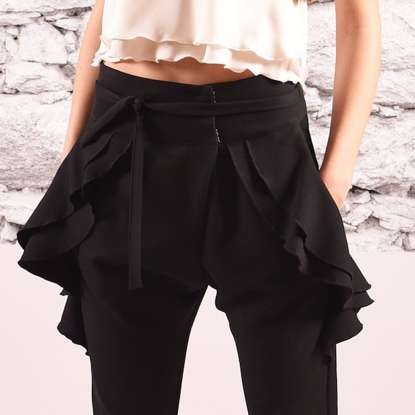 Elegant Black Trousers  Long Formal Pants Skirt Pants Minimalist extravagant Black Pants Woman Office Wear Business Pants Summer Flare Pants