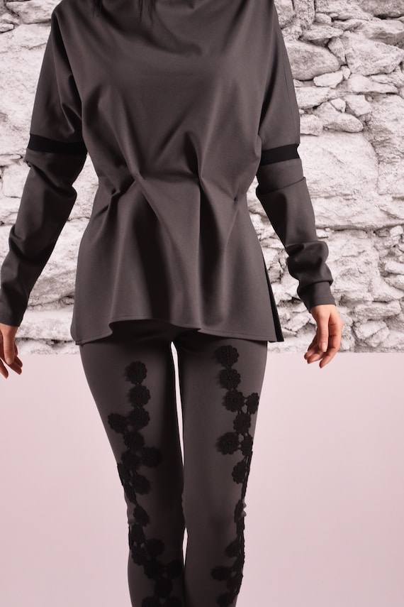 Extravagant Femme Top Leggings Ensemble Femme Tunique Leggings Manches Longues Tunique Coton Plus La Taille Tunique Casual Lache Tunique Gris Minimaliste Urbain Etsy Canada