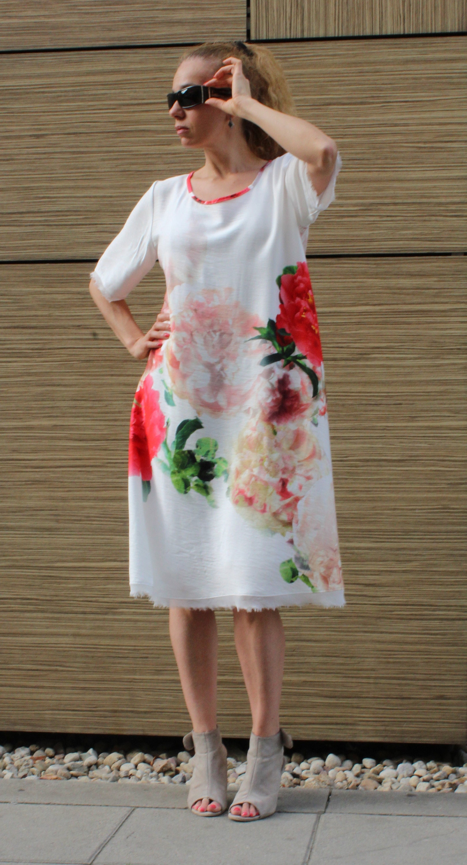 White Oversized Dress Woman Loose Baggy 