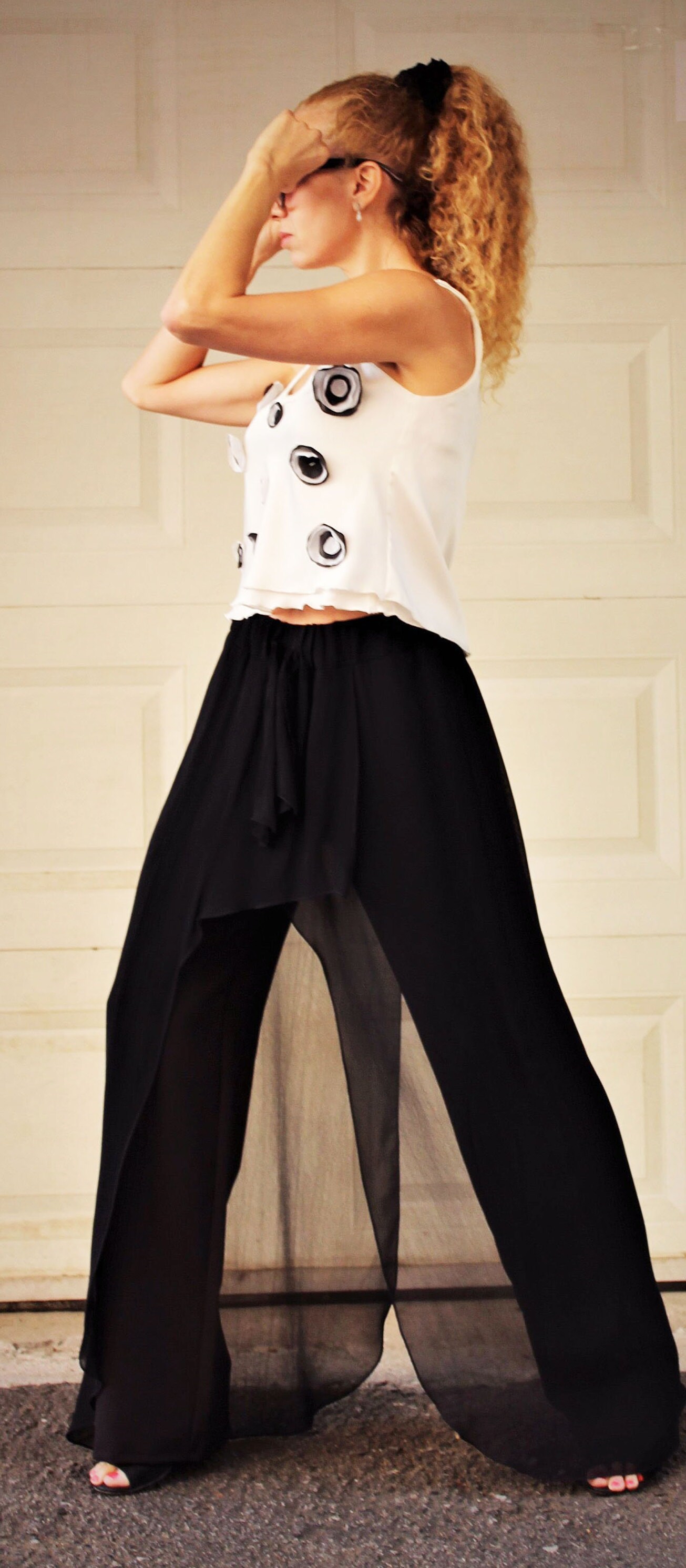 Pantalones holgados negros pantalones holgados de primavera