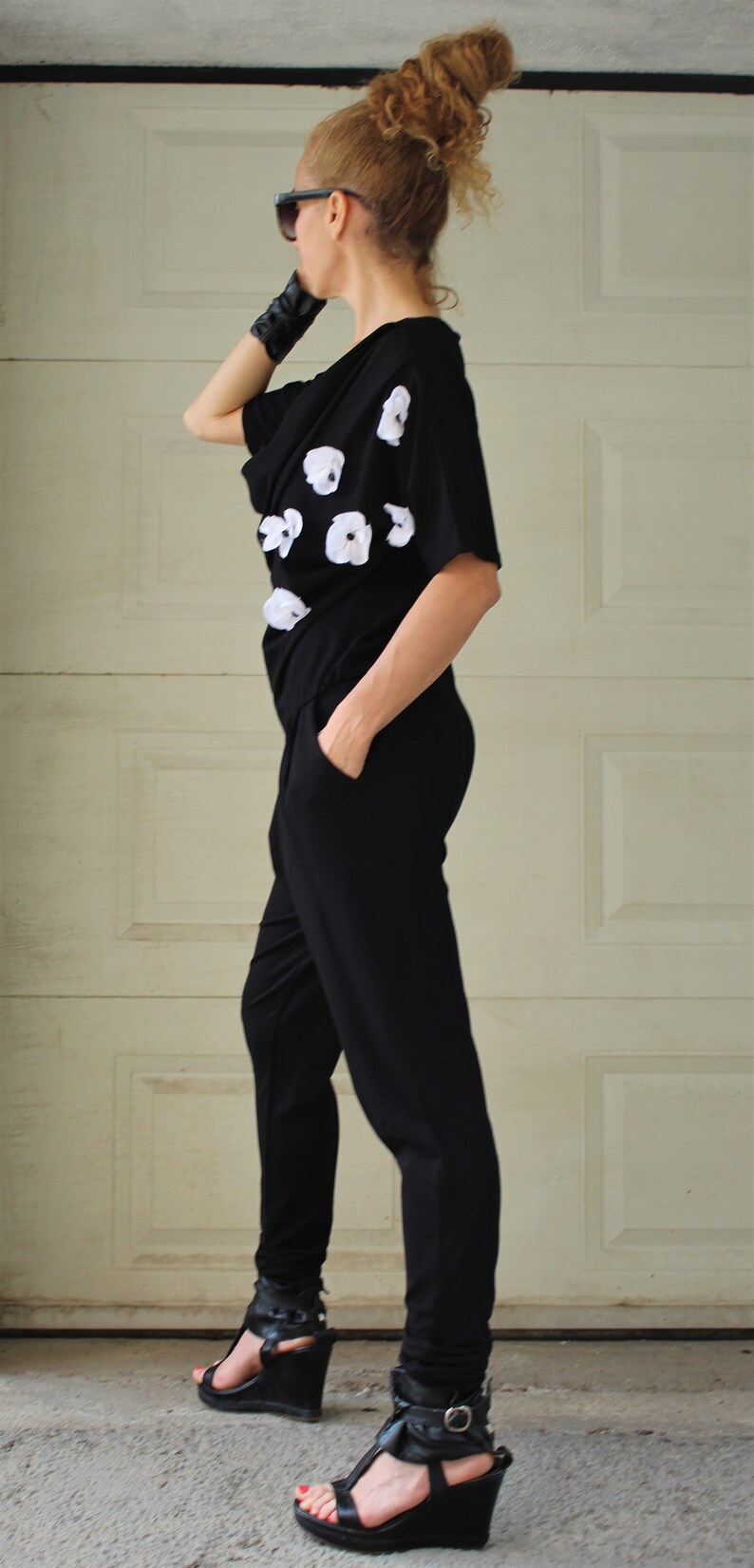 black drop crotch pants