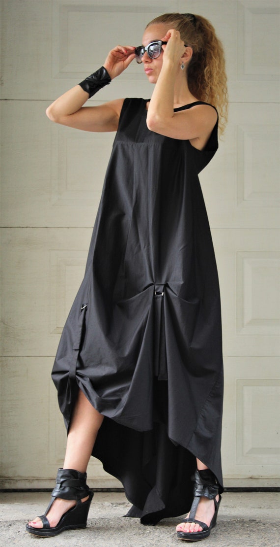 Vestido suelto negro asimetrico Mujer Vestido largo sin mangas Minimalista Urban Streetwear Vestido de espalda descubierta Verano Primavera Maxi sexy vestido de maternidad Etsy Mexico
