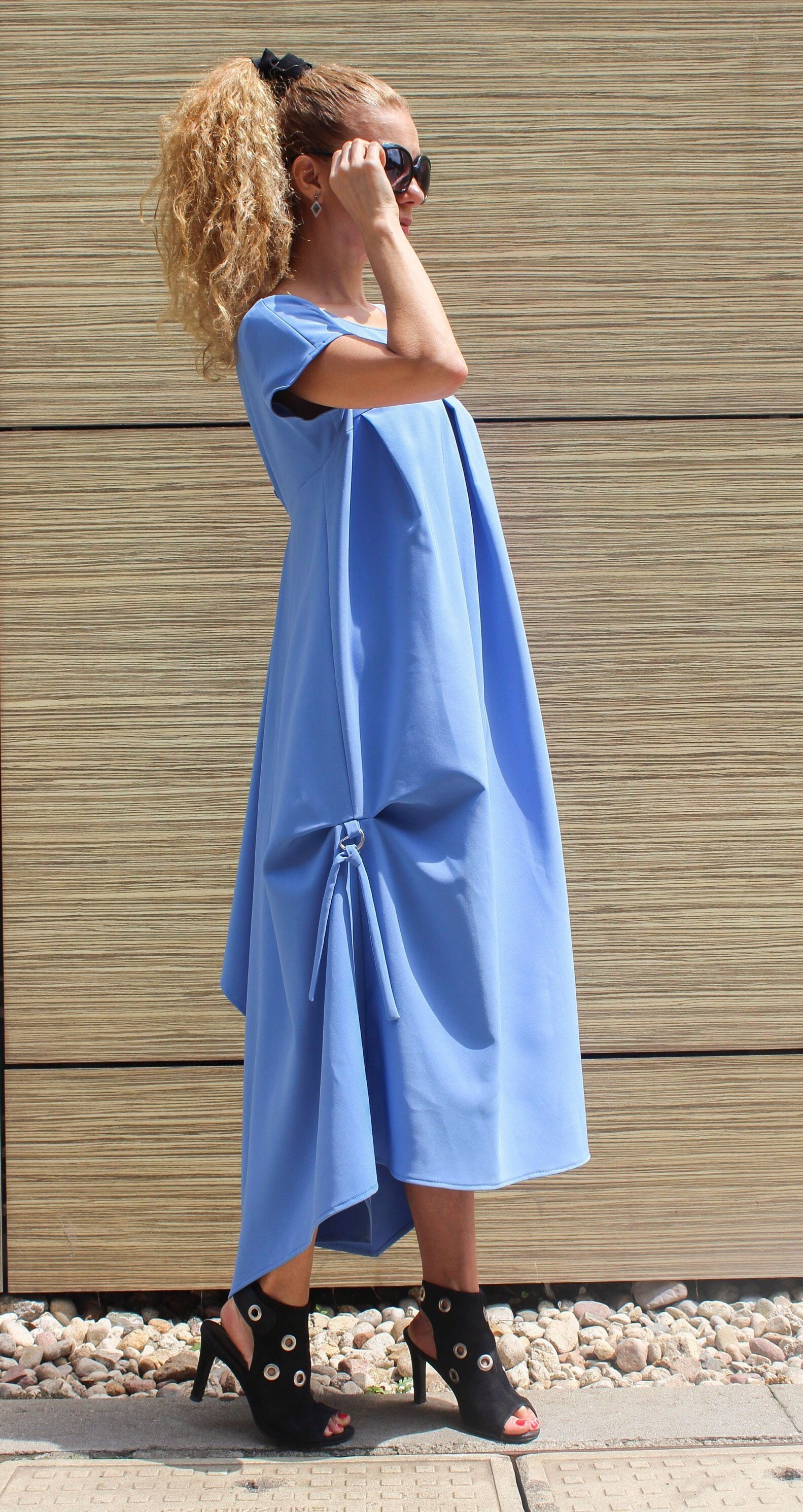 Loose Blue Dress Baggy Dress Maternity Dress Minimalist Urban Etsy