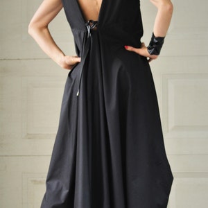 Asymmetric Black Loose Dress Woman Long Sleeveless Dress Minimalist Urban Streetwear Bare Back Dress Summer Spring Maxi sexy maternity Dress image 4