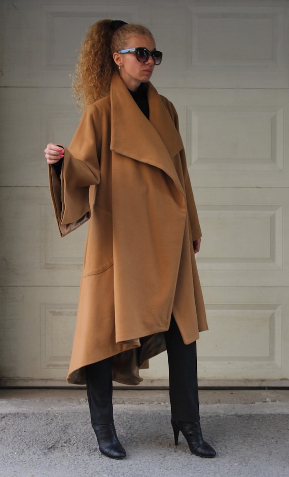 Long Brown Coat Woman Spring Coat Baggy Coat Loose Coat Long Wide