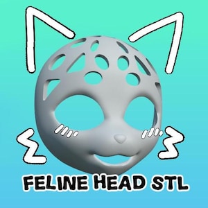 Feline Kemono Fursuit Head Base || STL File  for 3D Printing
