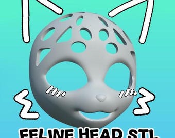 Feline Kemono Fursuit Head Base || STL File  for 3D Printing