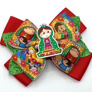 Virgencita de Guadalupe Layered Hair Bow