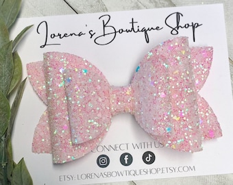 Sparkly Glitter Faux Leather Hair Bow
