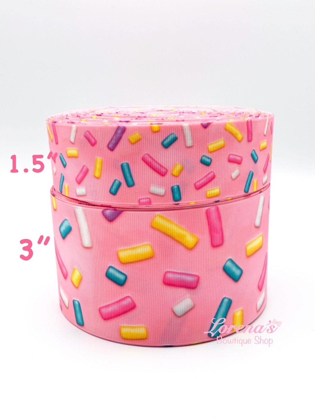 Sprinkle Ribon Pink Sprinkles Grosgrain Ribbon, 7/8