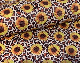 Sunflower Leopard Faux Leather Sheet - Synthetic Leather - DIY Crafts