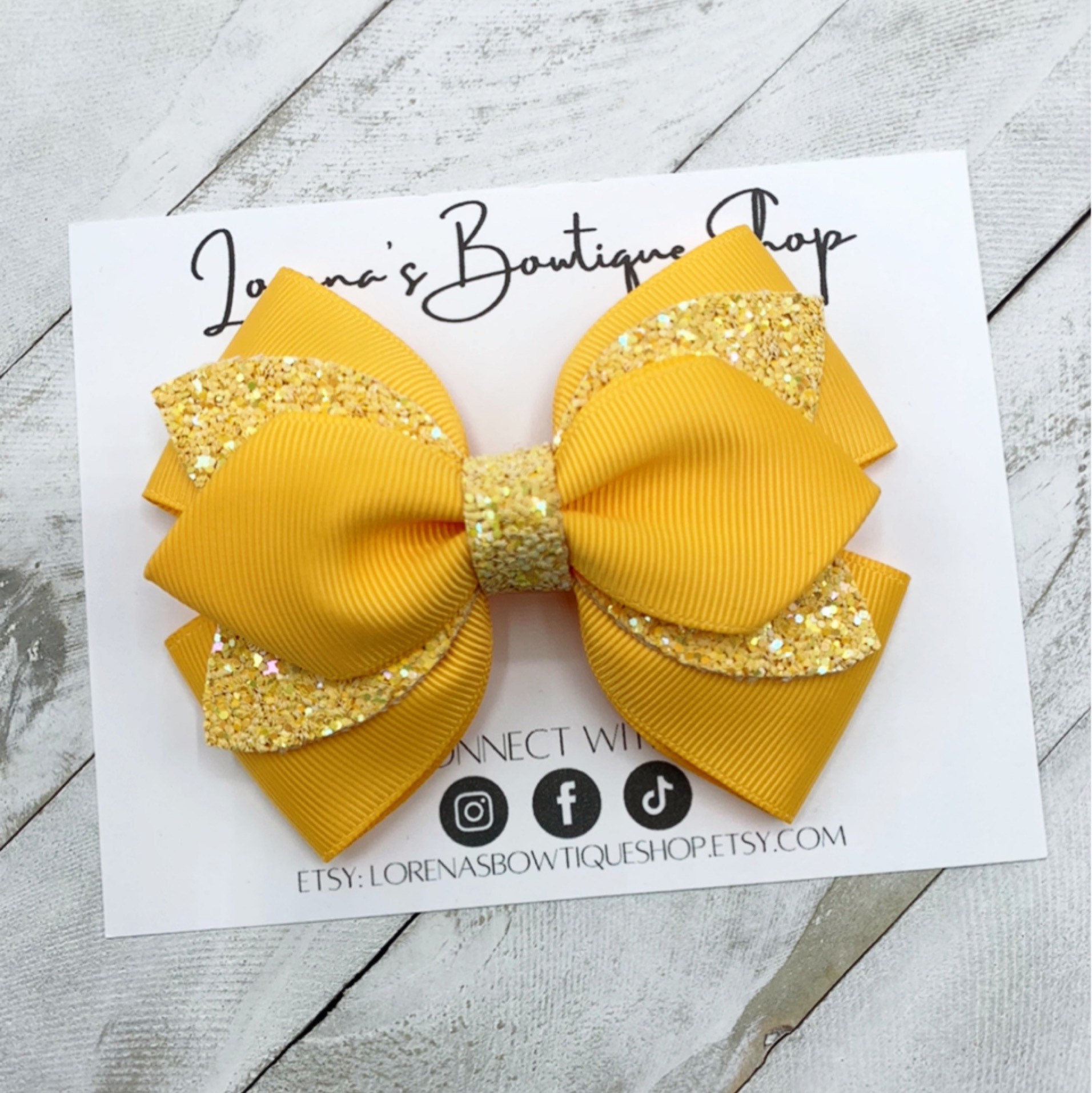 Yellow Gold Glitter Hair Bow Solid Color Hair Accessories Etsy