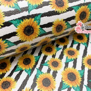 Sunflower Faux Leather Sheet - Canvas Leather - DIY Crafts