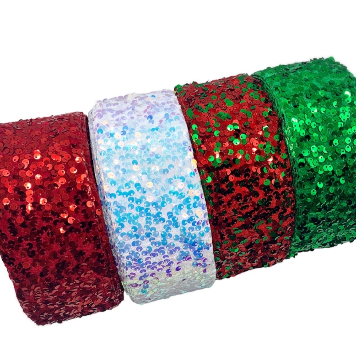 Best Deal for YOOGCORETT 3 Yards Red Elastic Sequin Ribbon Trim Glitter