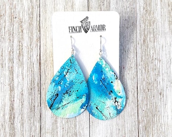 Blue & Black Hand-Painted Earrings