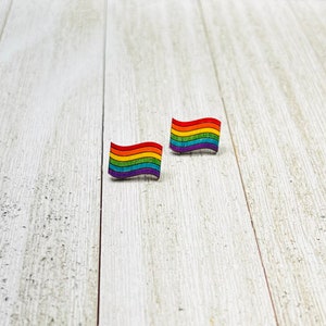 Rainbow Pride Flag Stud Earrings image 1