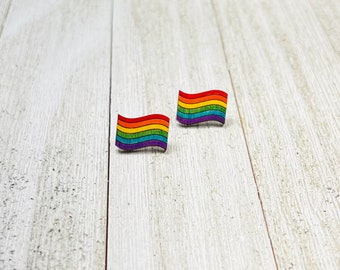 Rainbow Pride Flag Stud Earrings