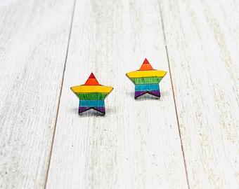 Rainbow Pride Star Stud Earrings