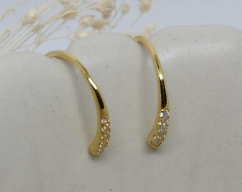 Gold Wire Hoop Earrings, Tiny Hoop Earrings, Crystal Earrings, Tiny Crystal Earring, Gift for her