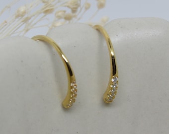 Gold Wire Hoop Earrings, Tiny Hoop Earrings, Crystal Earrings, Tiny Crystal Earring, Gift for her