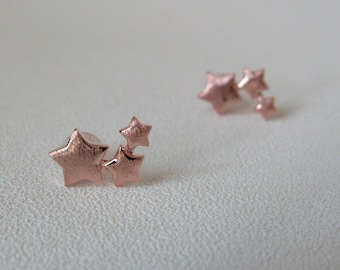 Rose Gold Star Stud Earrings, Plated Silver Earrings, Minimal Post Earrings, Tiny Star Studs, Tiny Silver Studs, Silver Earrings