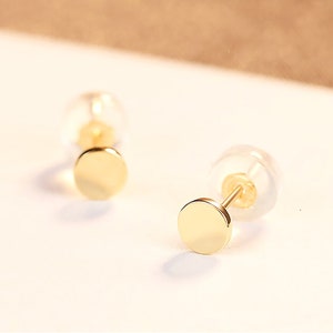 14K Gold Plated sterling Silver Stud Earrings, Tiny Silver Studs, Tiny Round Studs, Silver Earrings, Gold Earrings,