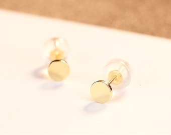 14K Gold Plated sterling Silver Stud Earrings, Tiny Silver Studs, Tiny Round Studs, Silver Earrings, Gold Earrings,