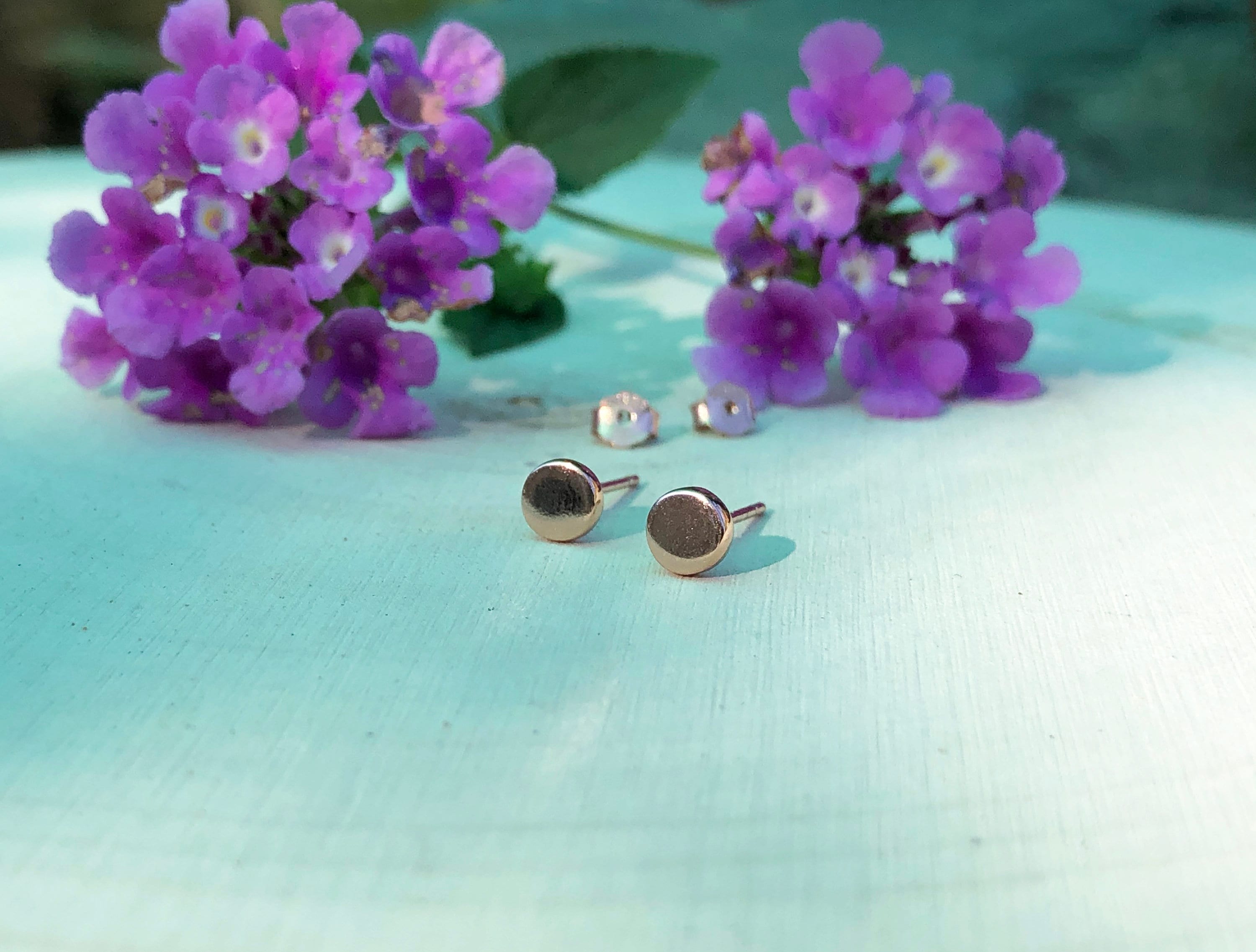 14K Rose Gold Stud Earrings Plated Tiny Rose Gold Studs Etsy.de