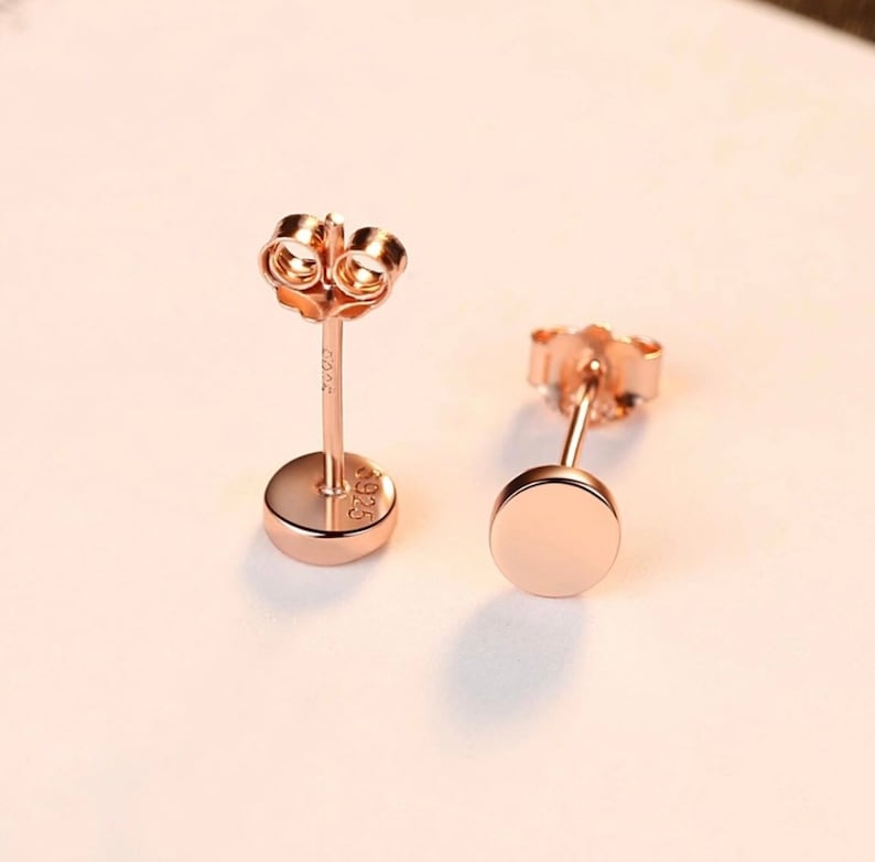 14K Rose Gold Stud Earrings Plated Tiny Rose Gold Studs Etsy.de