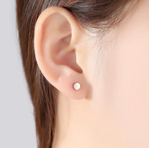 14K Rose Gold Stud Earrings, Plated, Tiny Rose Gold Studs