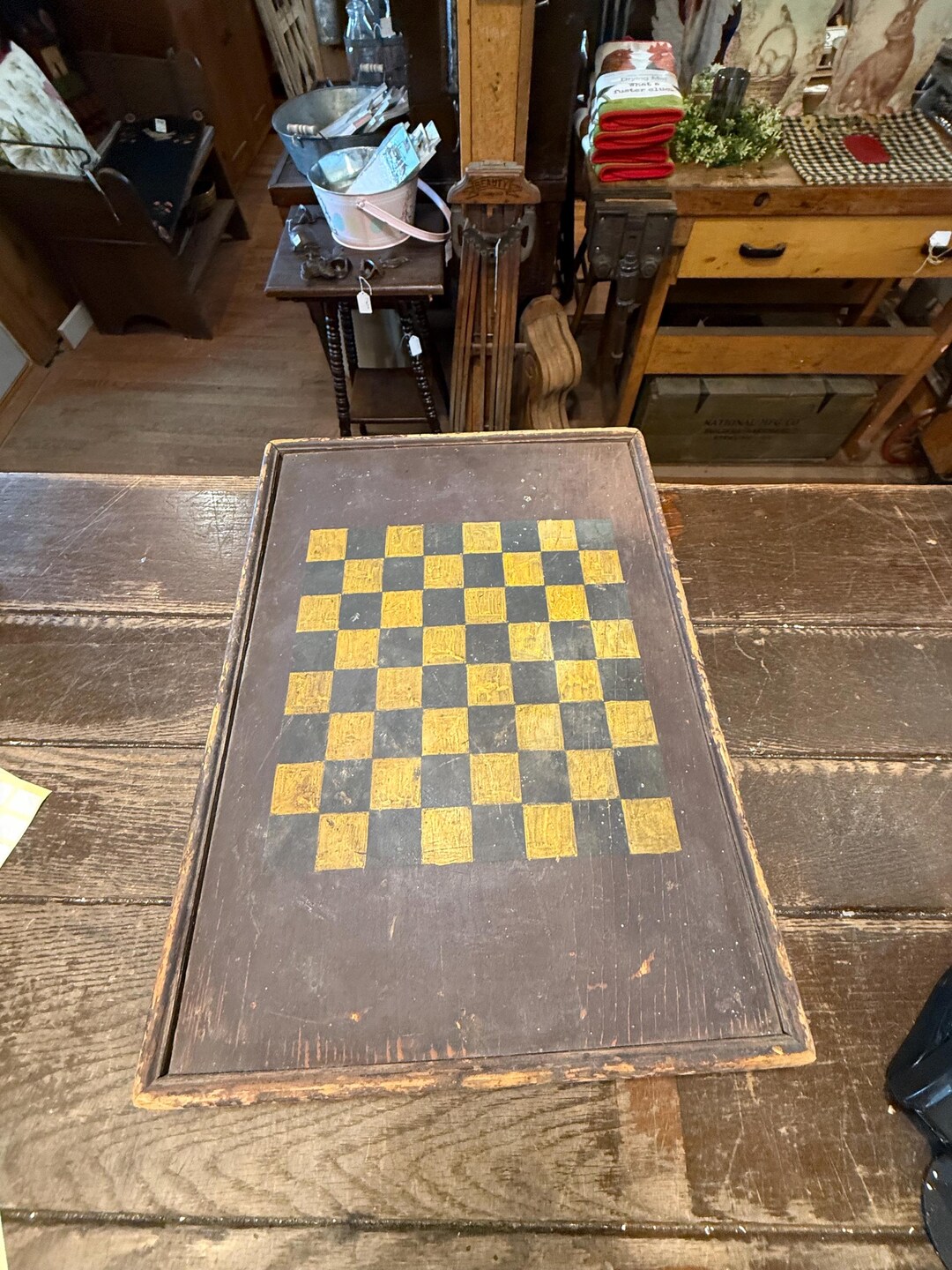 Antique Old Wooden Checker Game Board - Etsy