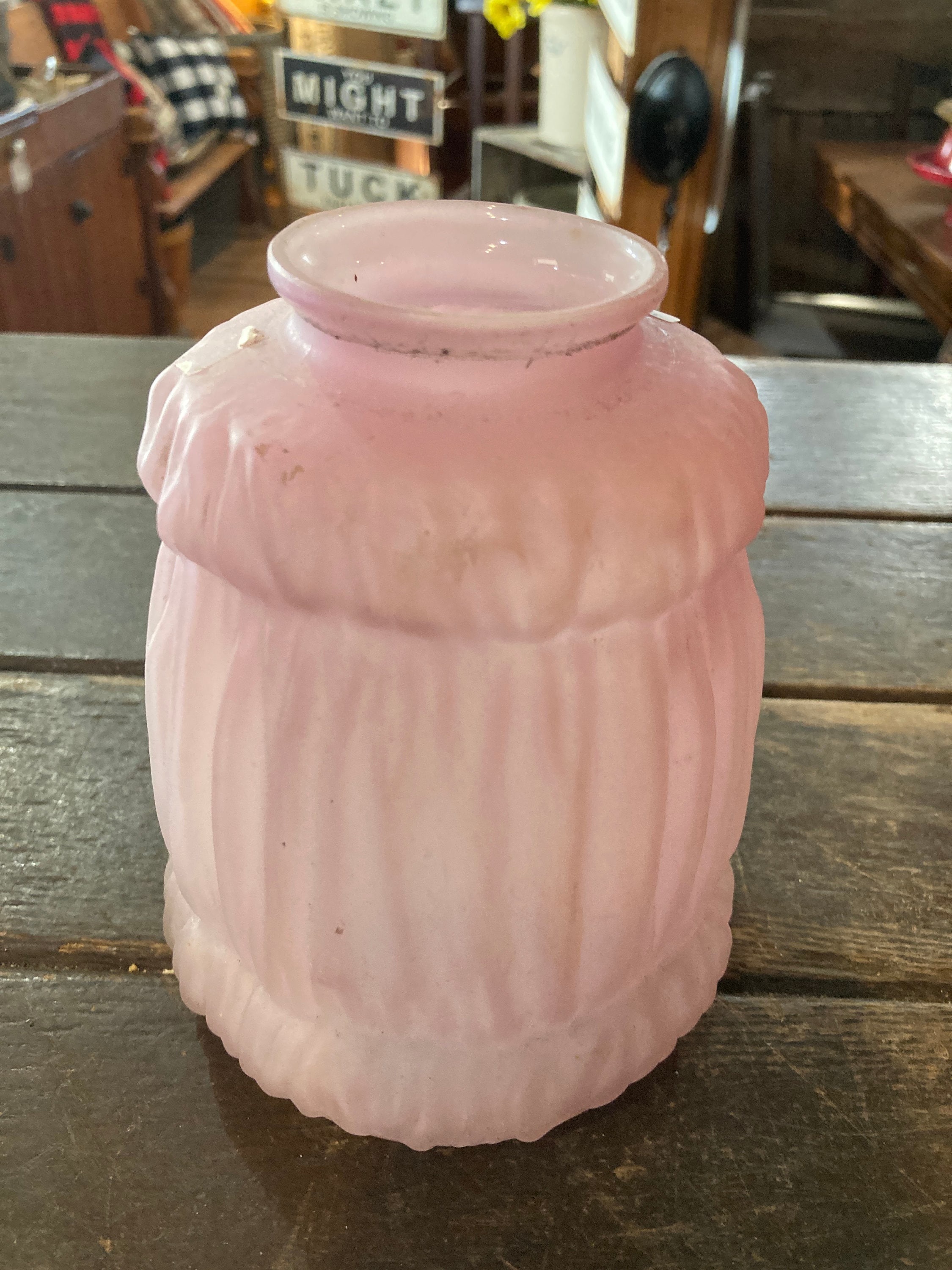 Vintage old pink colored glass lamp shade Etsy