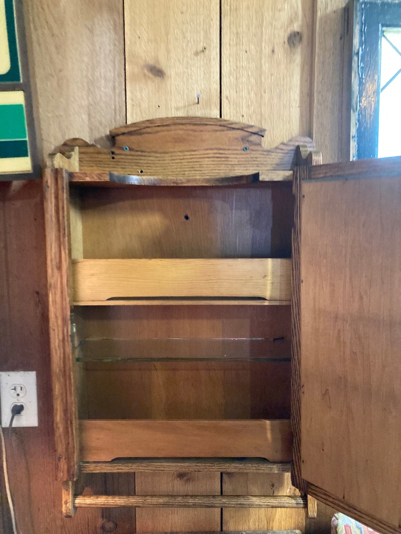 Vintage Older Solid Oak Medicine Etsy