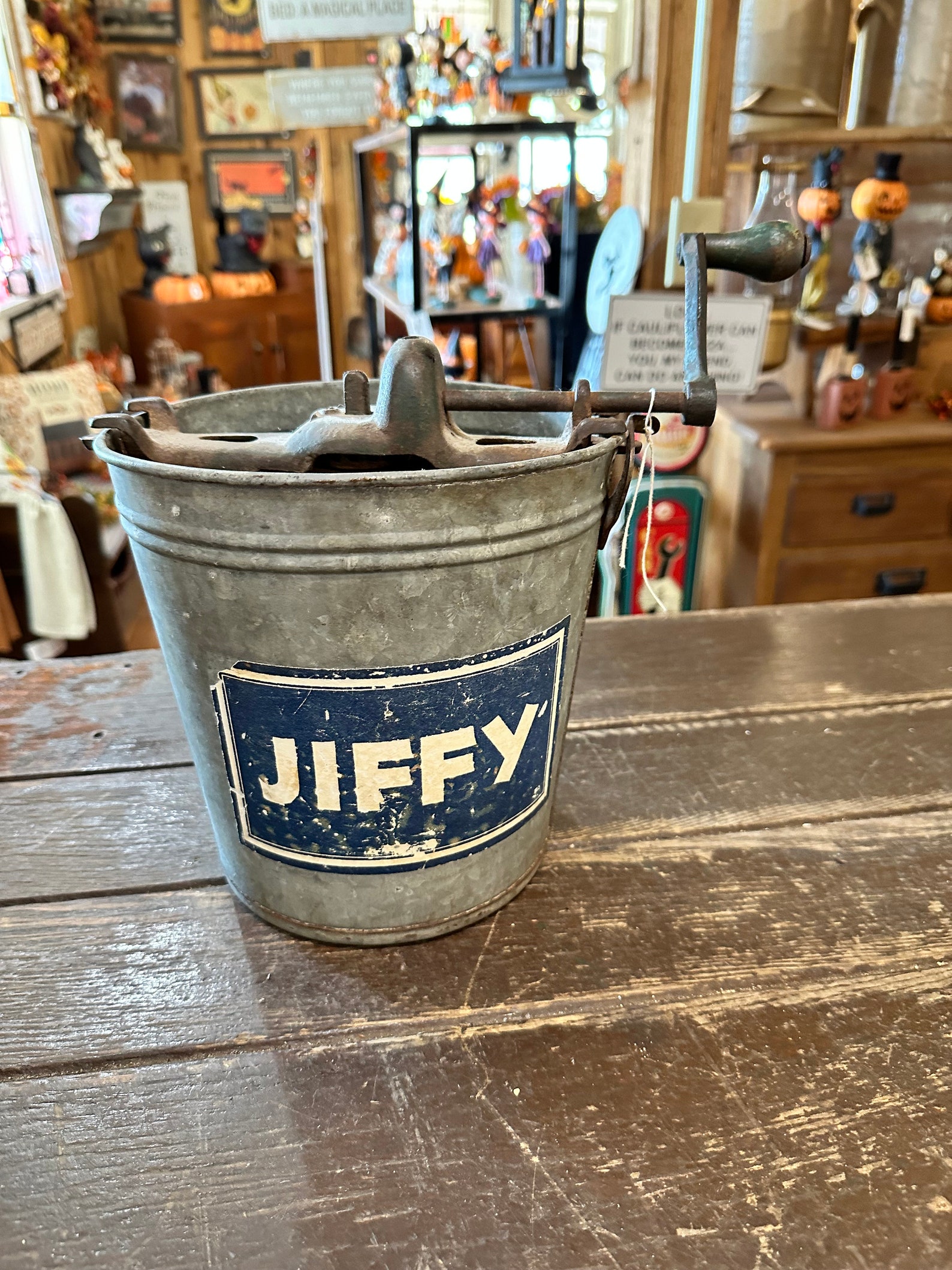 Antique Galvanized Jiffy Ice Cream Maker Etsy Canada