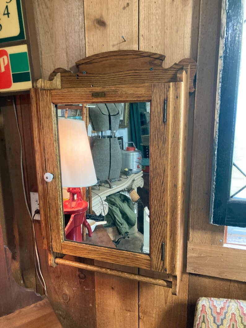 Vintage Older Solid Oak Medicine Etsy