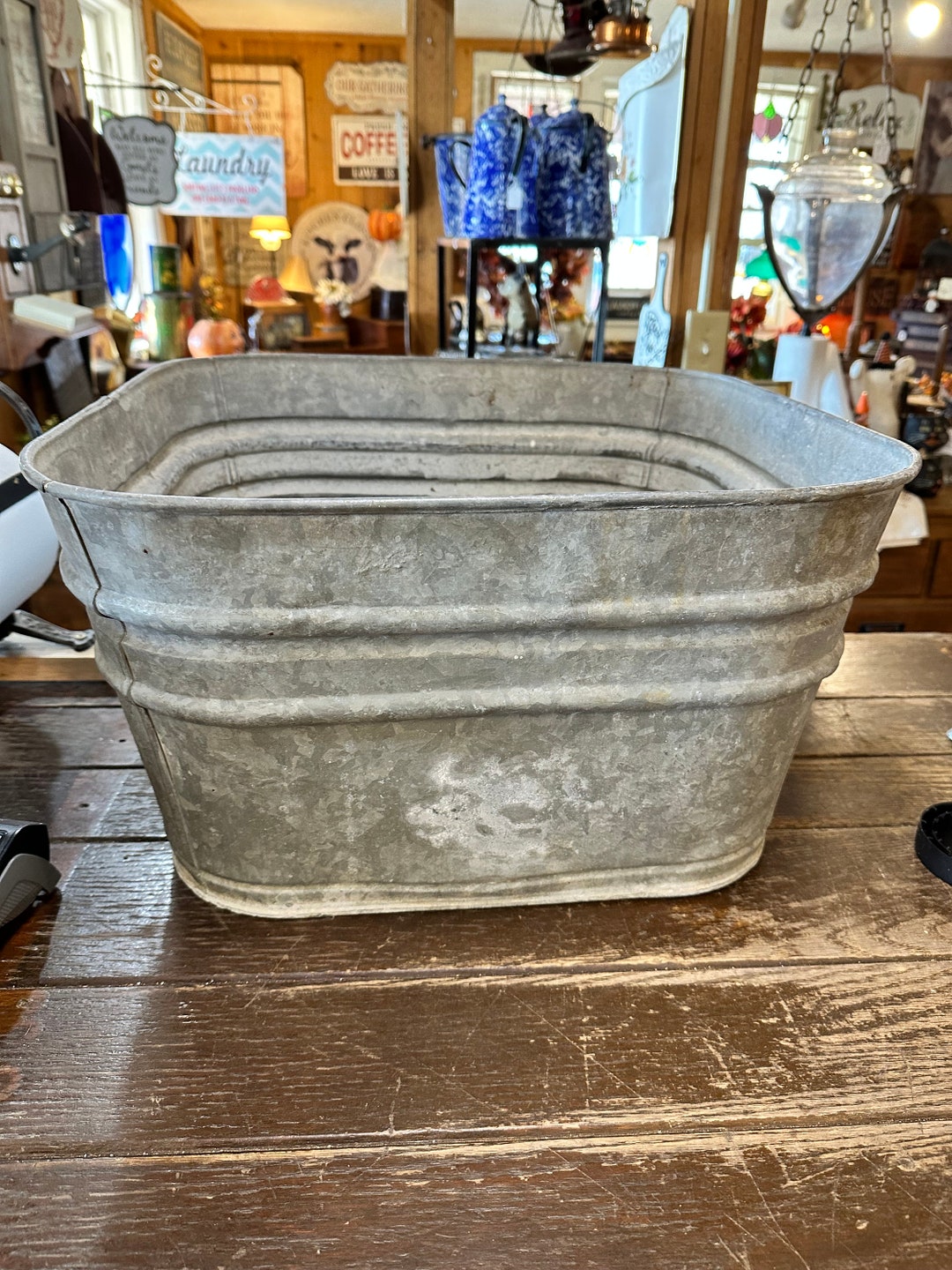 Antique Square Wash Tub Etsy