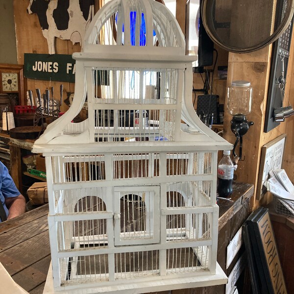 Antique Victorian wooden bird cage