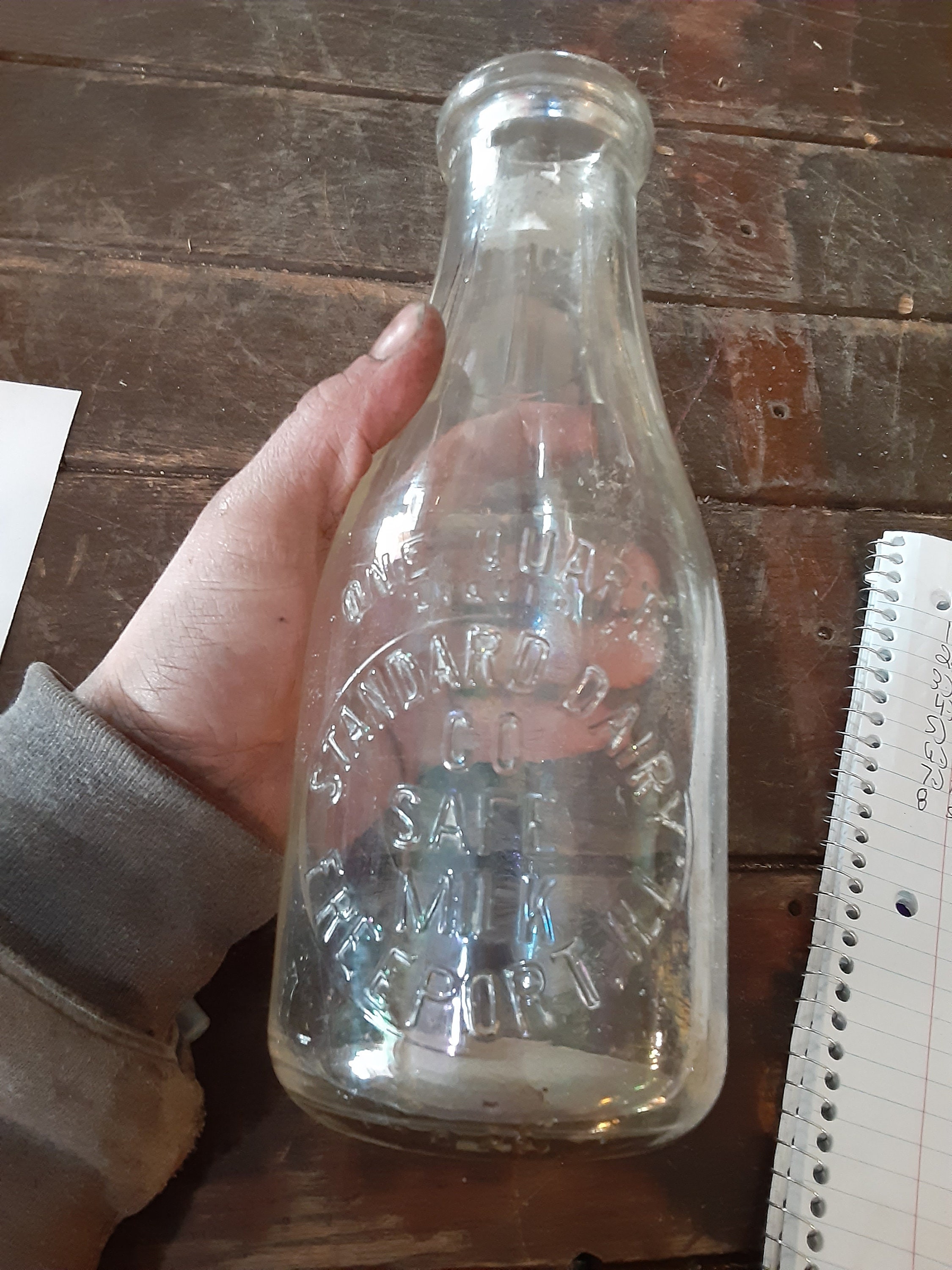 Vintage old Embossed Standard Dairy Quart milk bottle Freeport | Etsy
