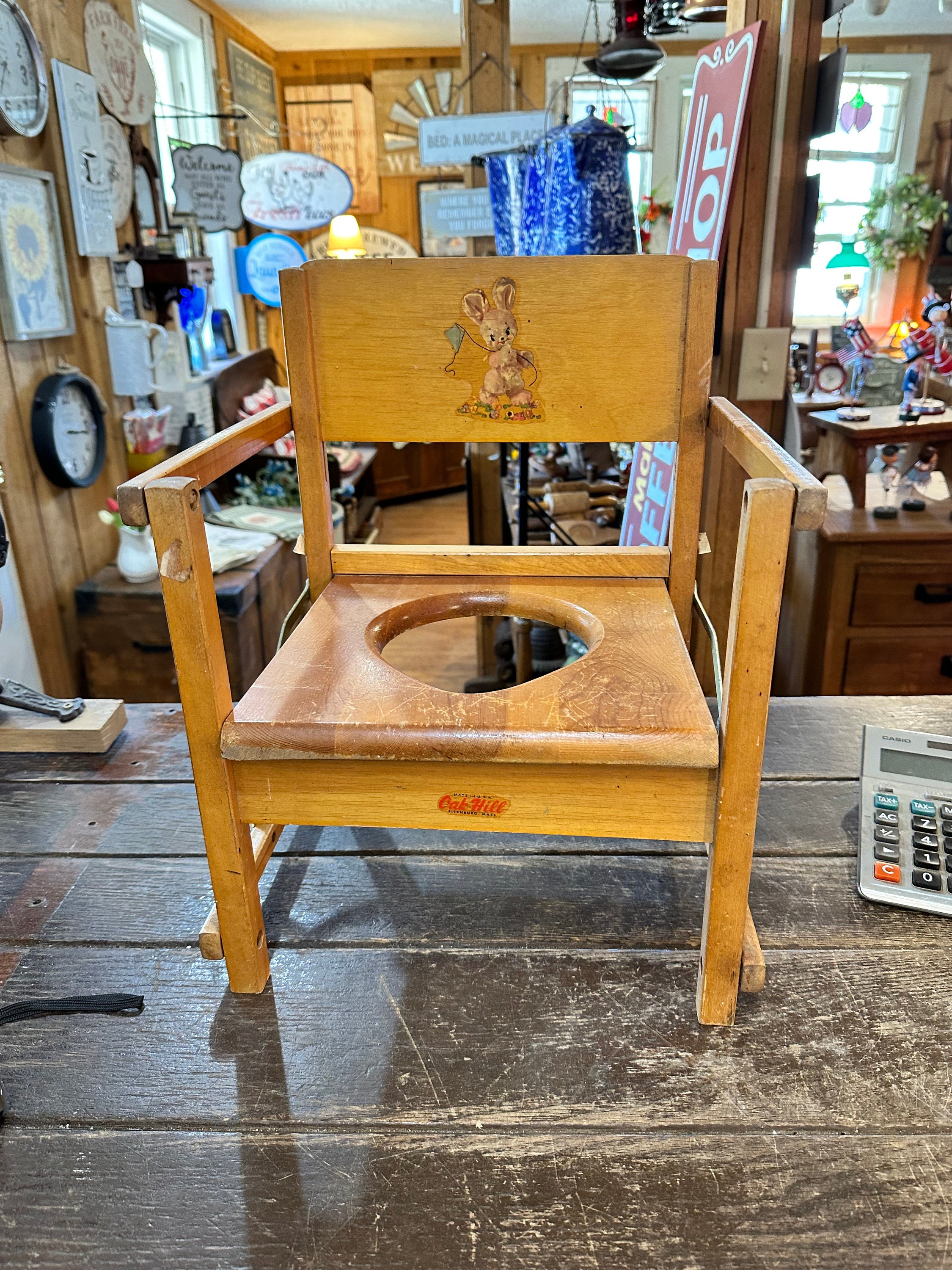 Vintage Wooden Childs Potty Chair Etsy