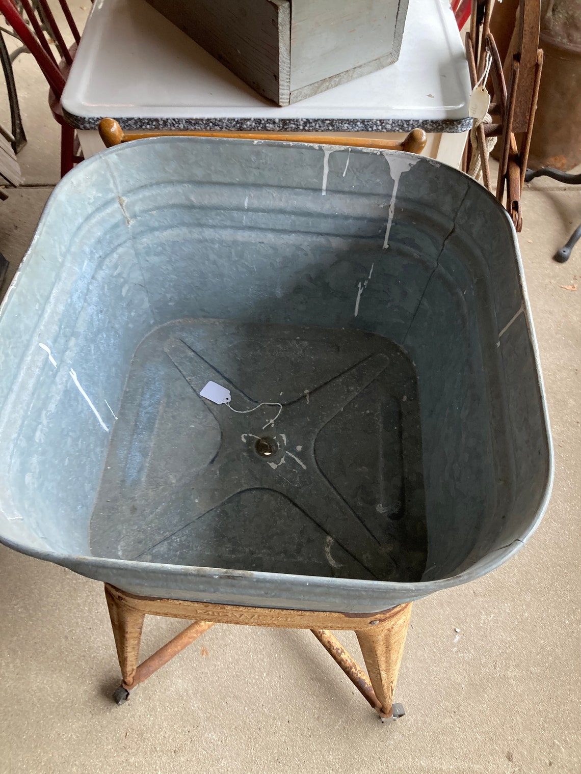 Antique single wash tub on stand Etsy