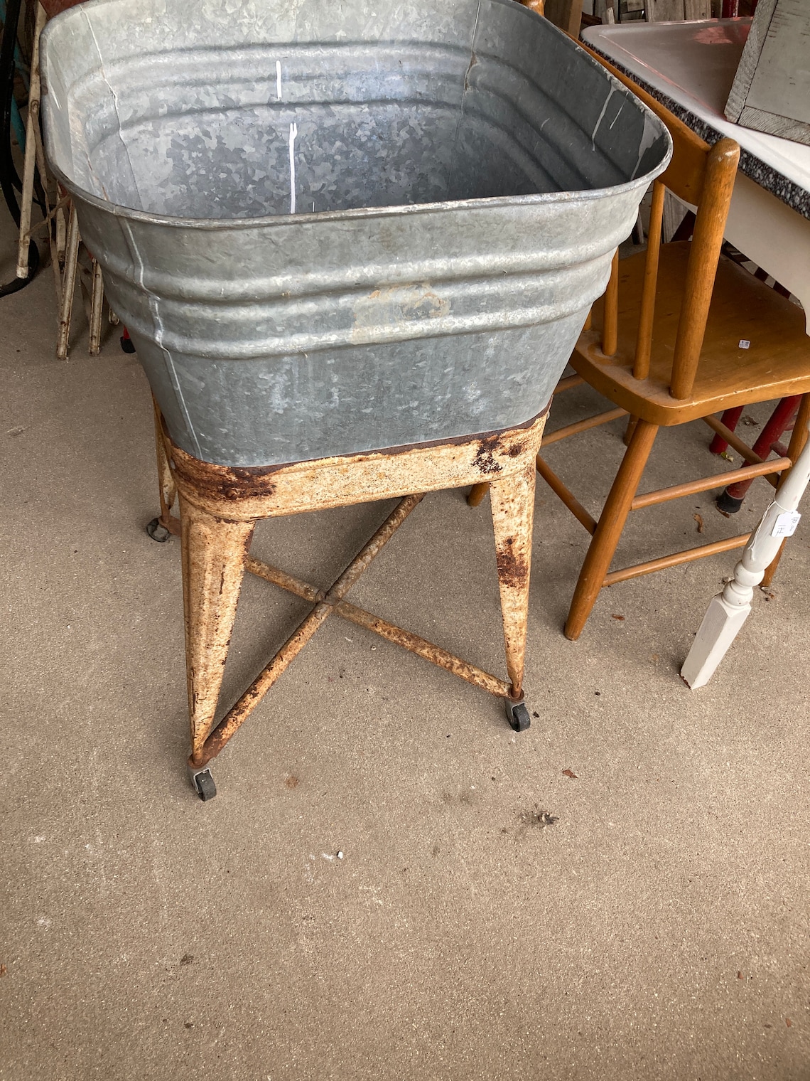 Antique single wash tub on stand Etsy