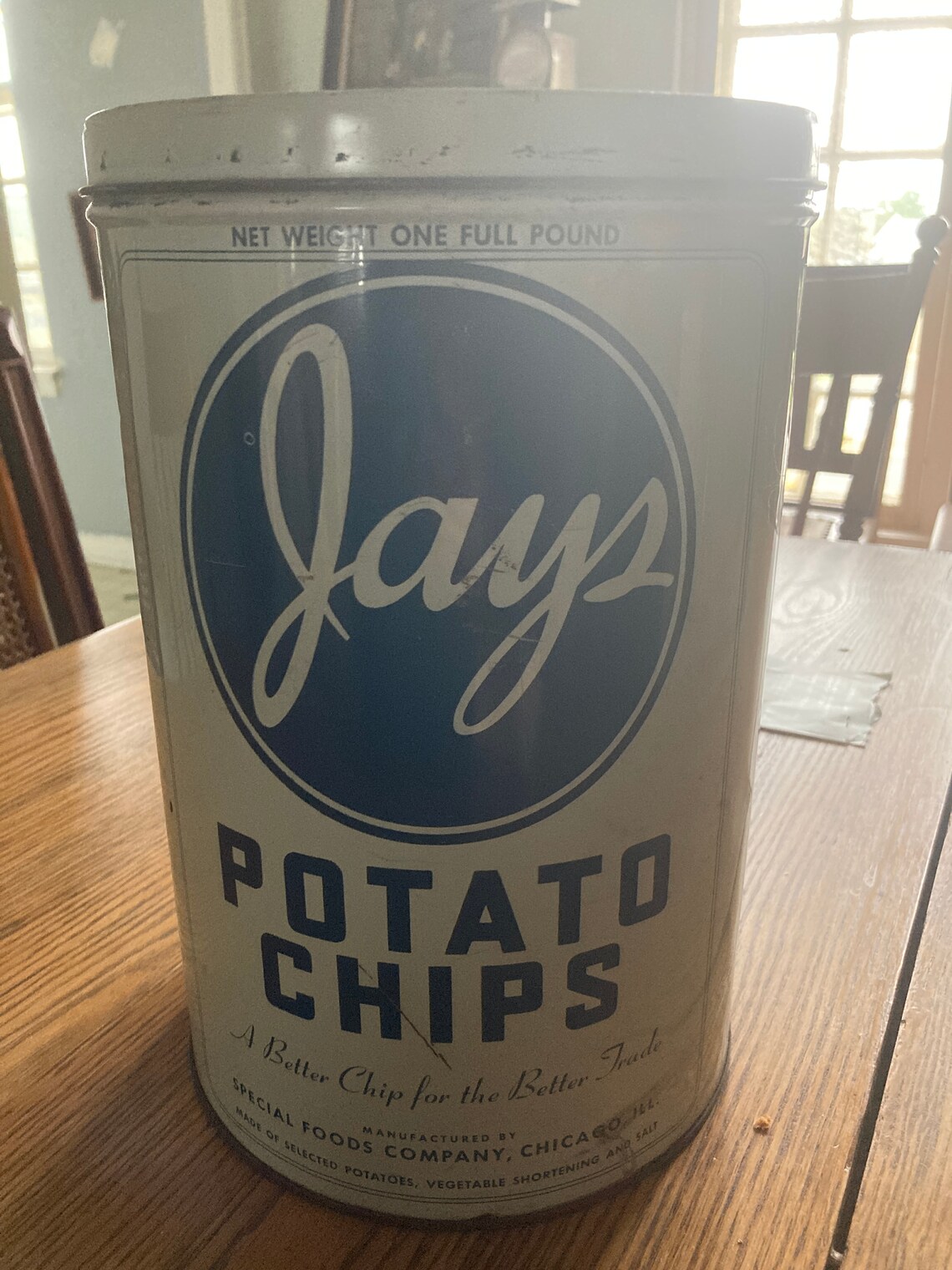 Vintage older Jays Potato chip container Etsy