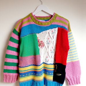 Handmade Patchwork Knit Jumper Sustainable Upcycled Sweater