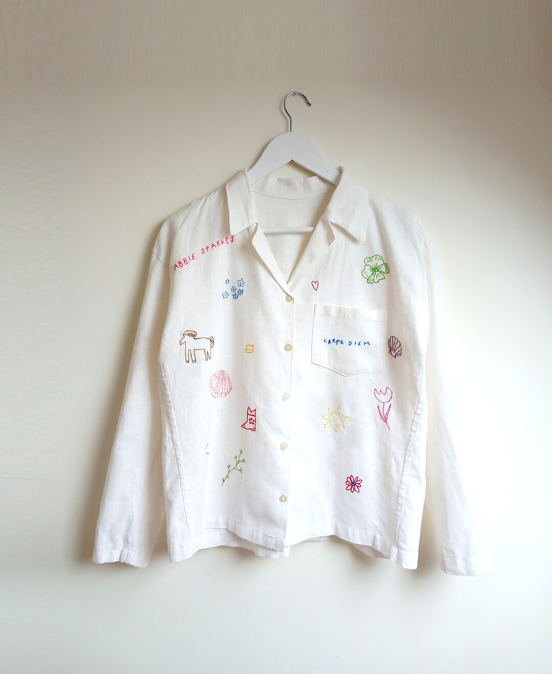Embroidery linen swirl shirt size XL